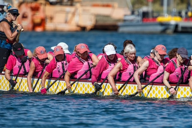 Two Abreast team paddling together